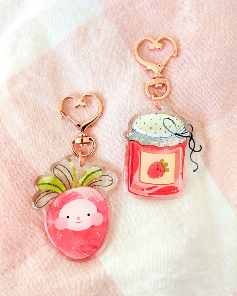Cute Acrylic Charm Keychain with Heart Clasp Super Etsy