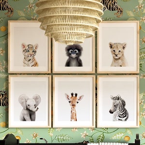 Safari nursery decor, PRINTABLE art, Safari animal prints, Nursery wall art Jungle animals, Elephant art, Baby room, Crown Prints TCP101_ image 1