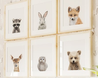 Nursery animal prints, PRINTABLE art, Woodland animals decor, Baby animals, Nursery art, Baby room decor, Woodland animal prints