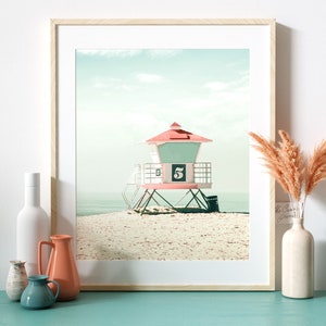 Lifeguard tower print, INSTANT DOWNLOAD, Printable beach art, California wall art, Beach decor, Ocean print, Beach print, Lifeguard stand image 1