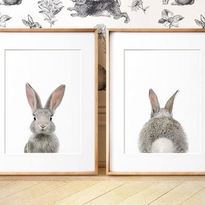 Set of 2 bunny prints, PRINTABLE wall art, The Crown Prints, Nursery art, Woodland animals, Nursery art, Baby animal prints, Nursery TCP104_ image 1