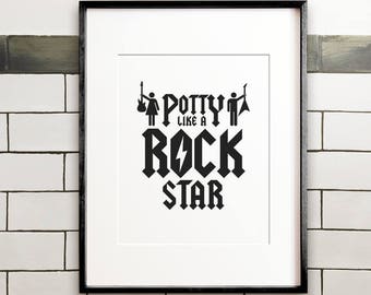 Potty Like a Rockstar PRINTABLE Artfunny Bathroom | Etsy