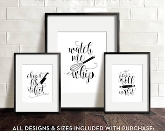 kitchen wall art printable art funny kitchen art kitchen printables chop it like its hot watch me whip just roll with it wall decor - Kitchen Wall Art kitchen wall art printable art funny kitchen art kitchen printables chop it like its hot watch me whip just roll with it wall decor - Kitchen Wall Art
