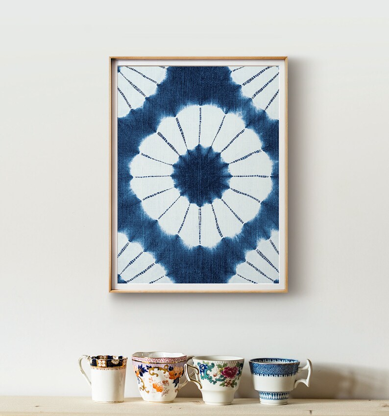 Shibori Wall Art No. 1 DIGITAL DOWNLOAD Blue Painting Etsy