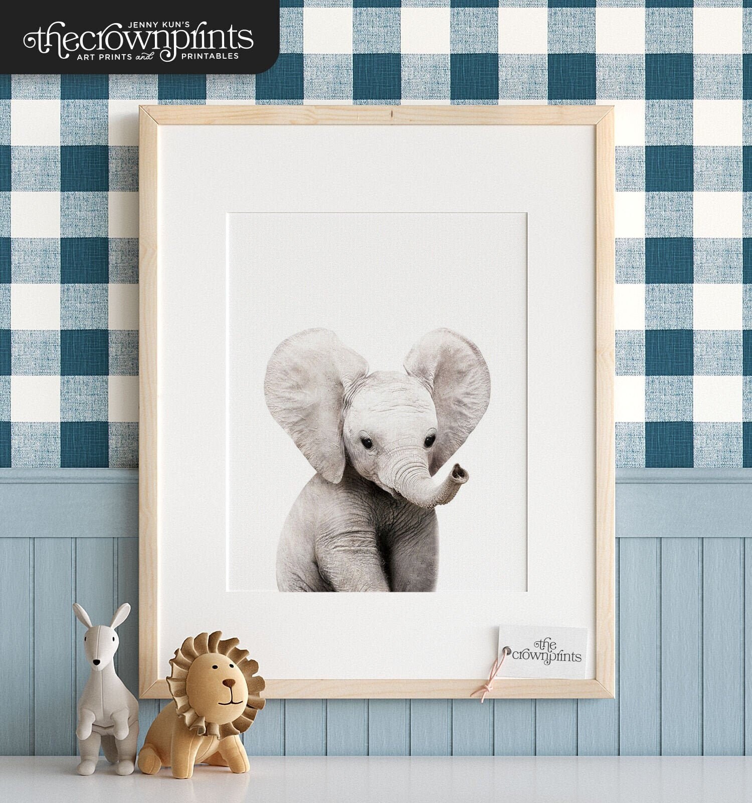 Baby Elephant Print Nursey Wall Art Baby Animal Prints Kids Wall Art