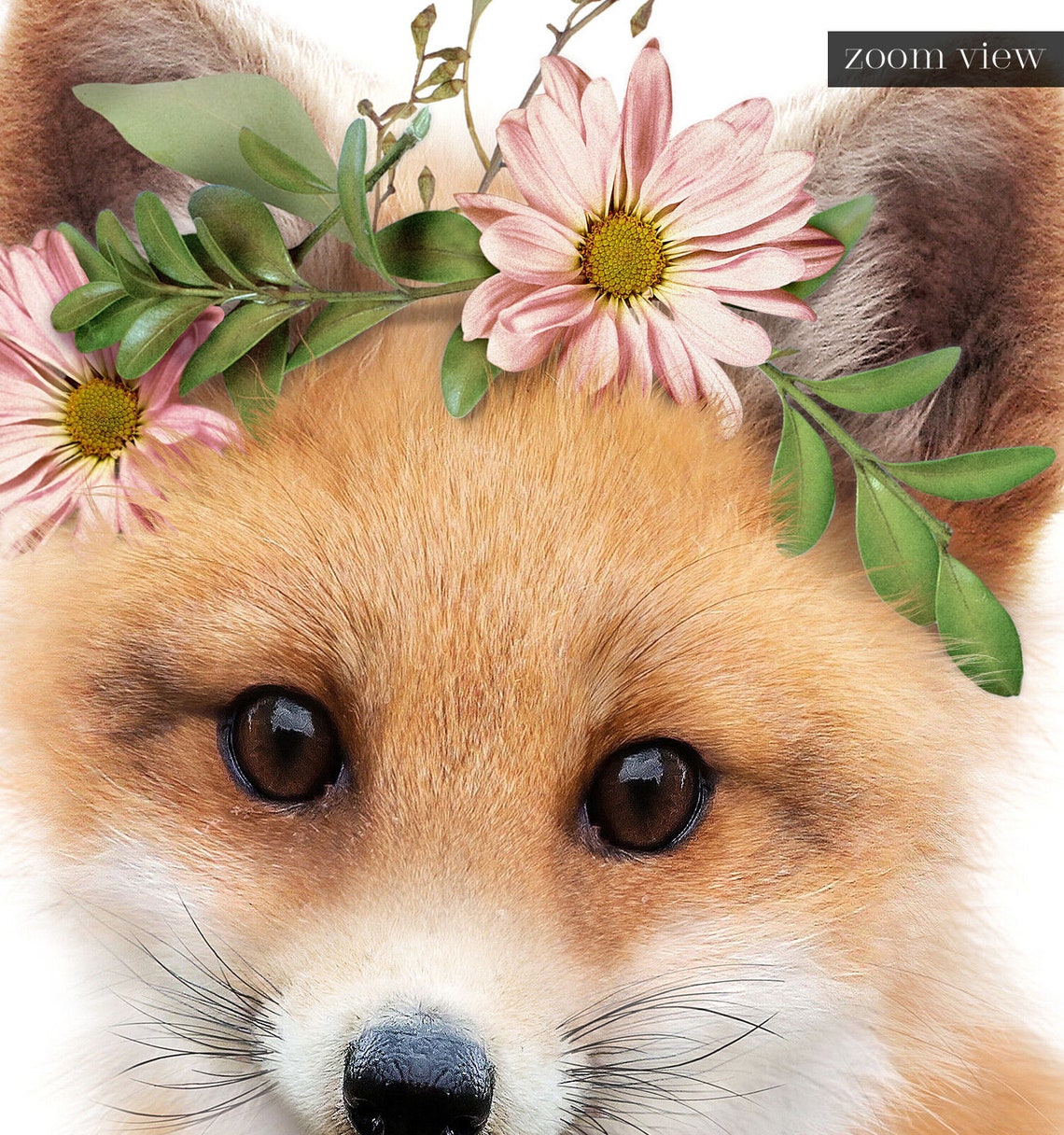 Fox PRINTABLE art Fox with flowers The Crown Prints Flower | Etsy