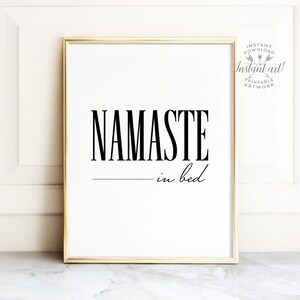 Namaste in Bed Bedroom Wall Decor PRINTABLE Art Funny Wall - Etsy