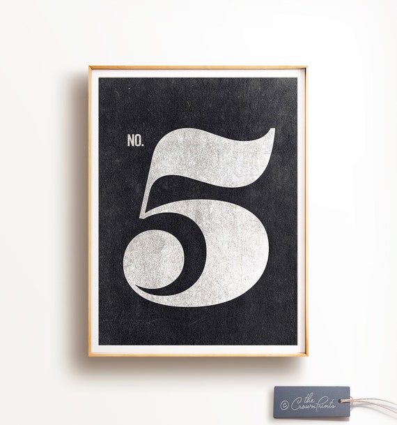 number 5 print number 5 sign printable art scandinavian etsy