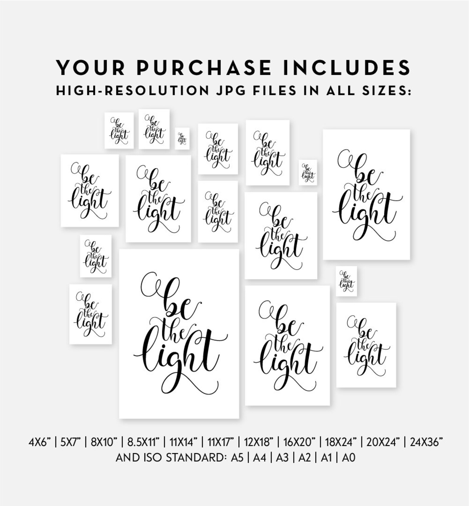 Be the Light PRINTABLE Art Motivational Wall Decor - Etsy