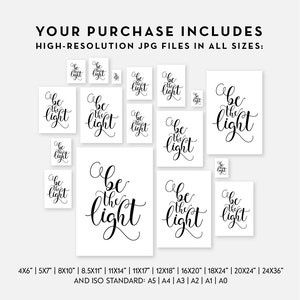 Be the Light PRINTABLE Art Motivational Wall Decor - Etsy