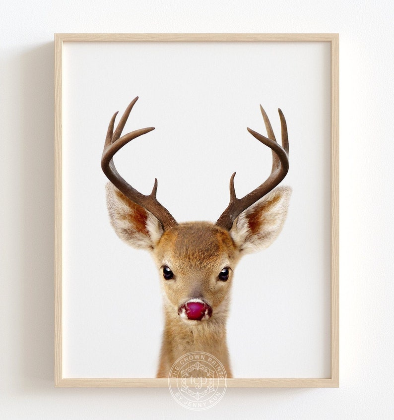 Reindeer Print PRINTABLE Art Rudolph the Red-nosed Reindeer | Etsy