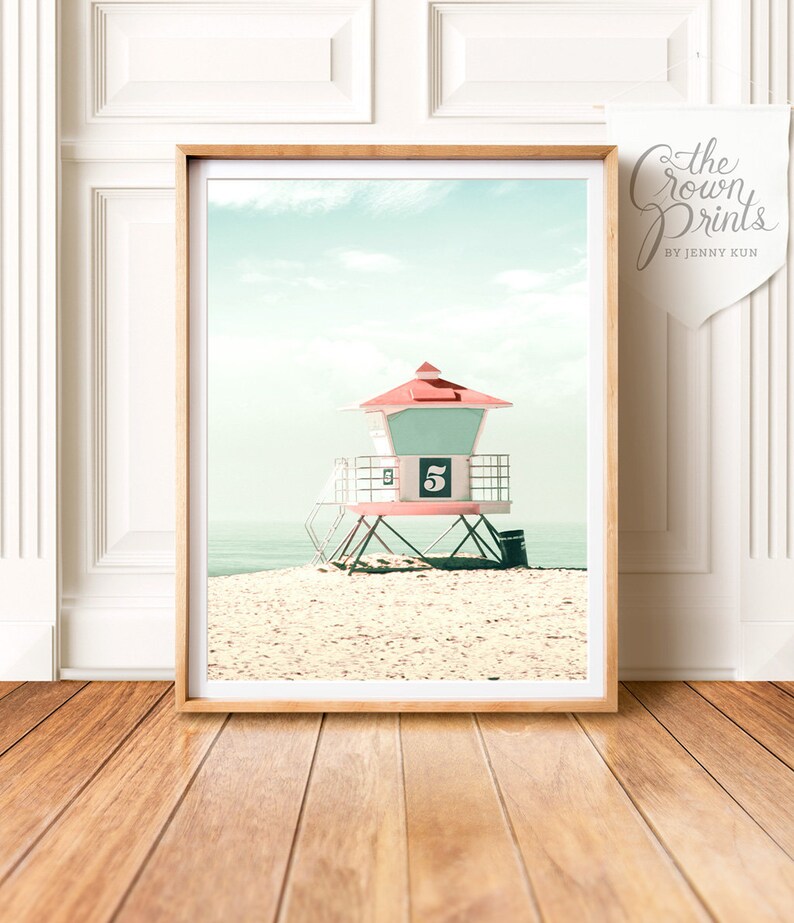 Lifeguard tower print, INSTANT DOWNLOAD, Printable beach art, California wall art, Beach decor, Ocean print, Beach print, Lifeguard stand image 5