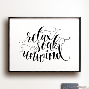 Relax Soak Unwind Bathroom Art PRINTABLE Art Bathroom Wall - Etsy