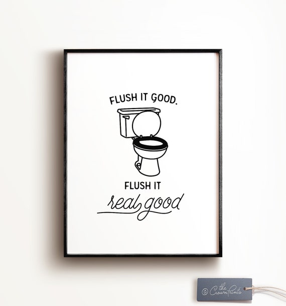 Funny bathroom art PRINTABLE art The Crown Prints Flush it Etsy