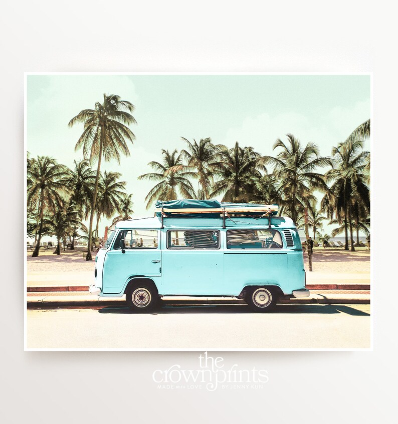 Vintage Car With Palm Trees From the Crown Prints, Digital Download