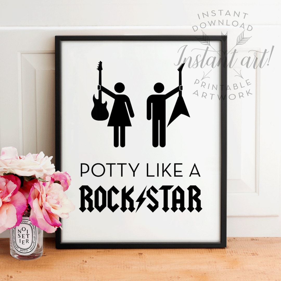Potty Like a Rockstar PRINTABLE Art,funny Bathroom Art,bathroom Wall ...