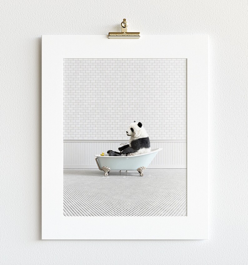 Animals in Bathtub Prints Vertical Bathroom Wall Art by the Etsy