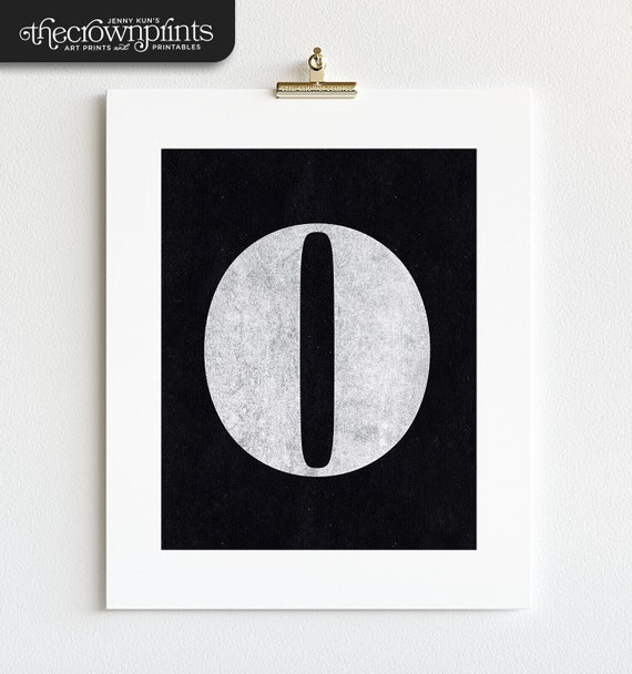 number zero 0 printable art black and white wall art modern etsy