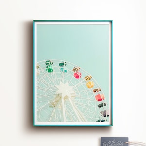 Ferris wheel PRINTABLE art, Nursery decor, Girls room wall art, Digital Download, Teen girl decor, Baby girl nursery, Pastel wall art, Boho image 1