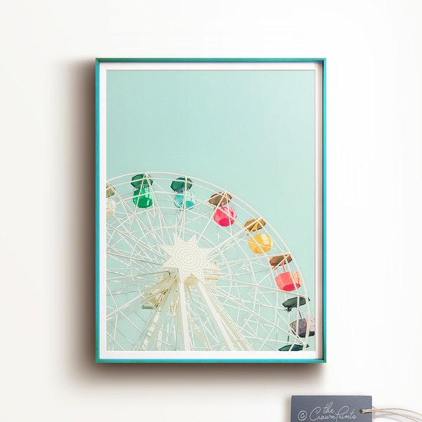 Ferris wheel PRINTABLE art, Nursery decor, Girls room wall art, Digital Download, Teen girl decor, Baby girl nursery, Pastel wall art, Boho