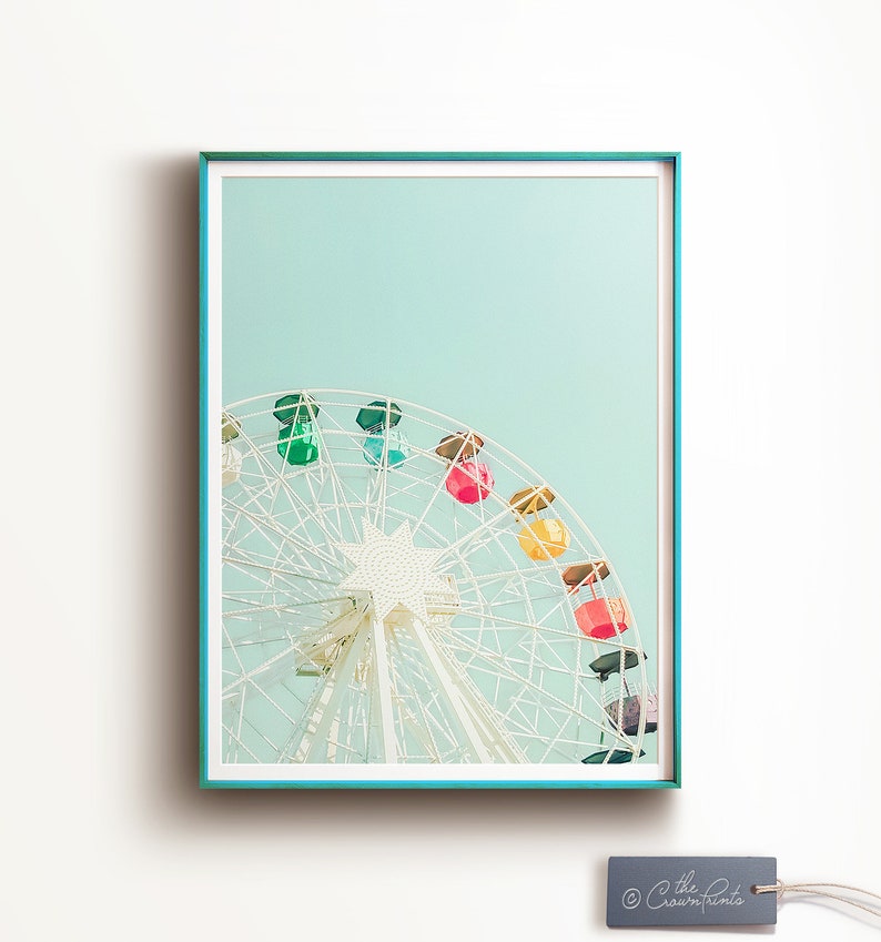 Ferris wheel PRINTABLE art, Nursery decor, Girls room wall art, Digital Download, Teen girl decor, Baby girl nursery, Pastel wall art, Boho image 1