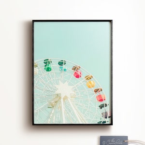 Ferris wheel PRINTABLE art, Nursery decor, Girls room wall art, Digital Download, Teen girl decor, Baby girl nursery, Pastel wall art, Boho image 4