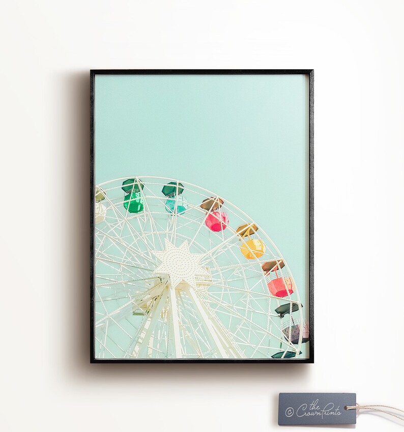 Ferris wheel PRINTABLE art, Nursery decor, Girls room wall art, Digital Download, Teen girl decor, Baby girl nursery, Pastel wall art, Boho image 4