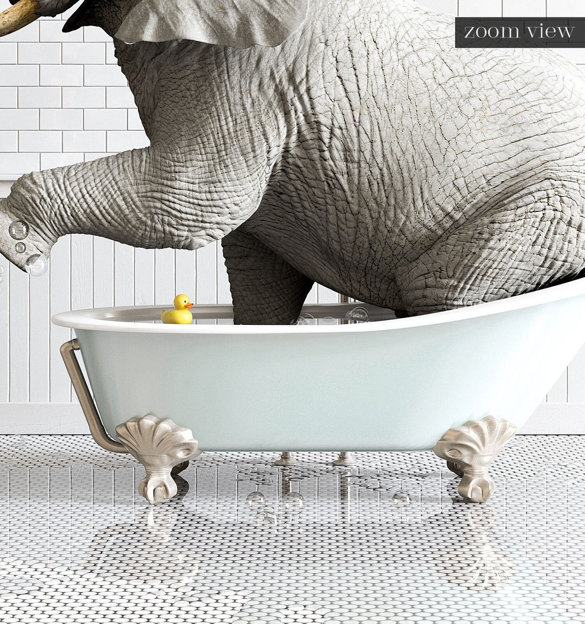 Elephant in a Bathtub Vertical PRINTABLE Art Personal Use Etsy Australia