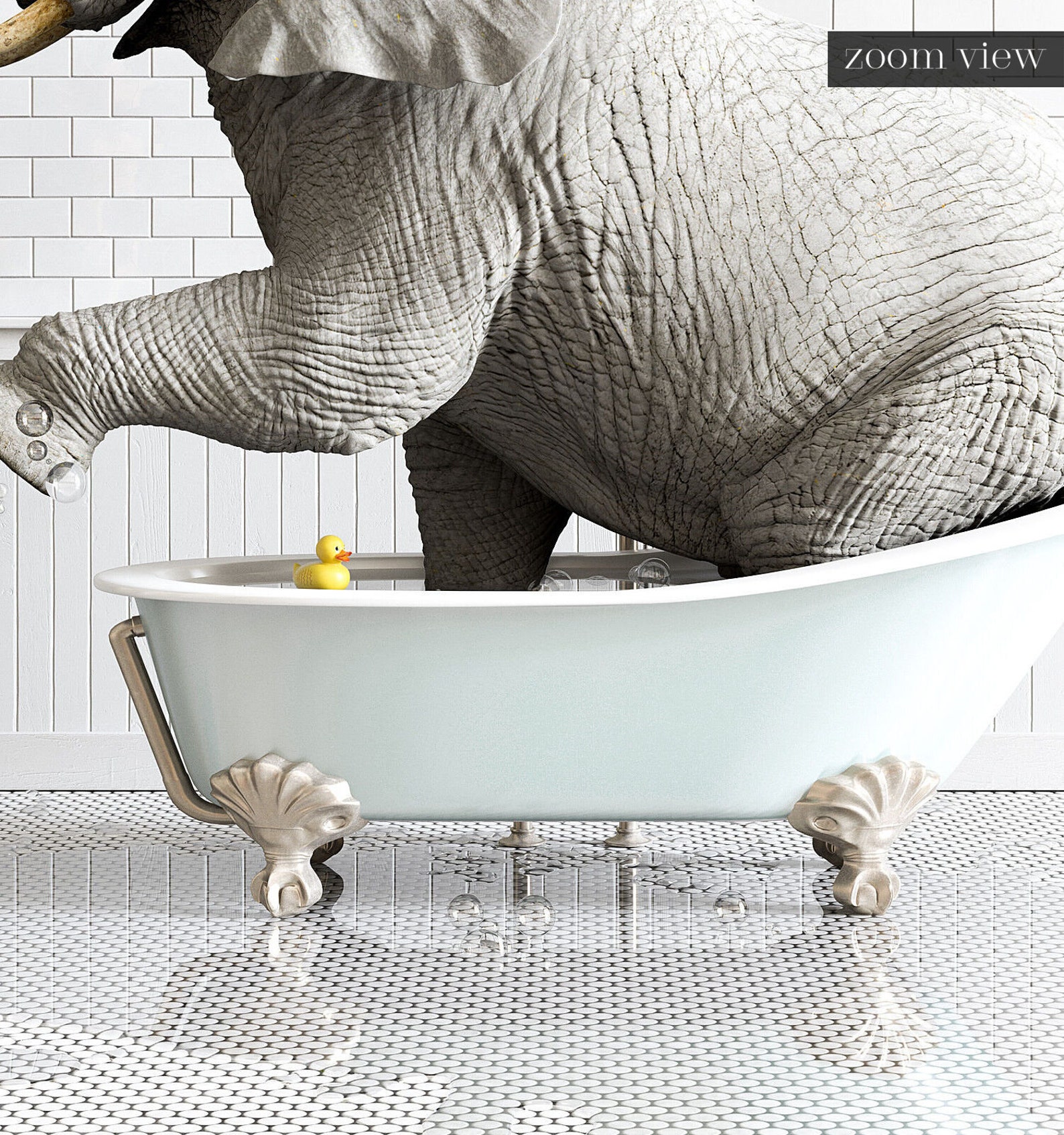 Elephant in a bathtub Vertical PRINTABLE art Personal Use | Etsy