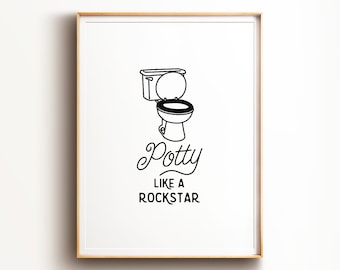 Potty like a rockstar, Funny bathroom art, PRINTABLE art, Bathroom decor, Funny wall art, Funny bathroom signs, Kids bathroom decor, Art