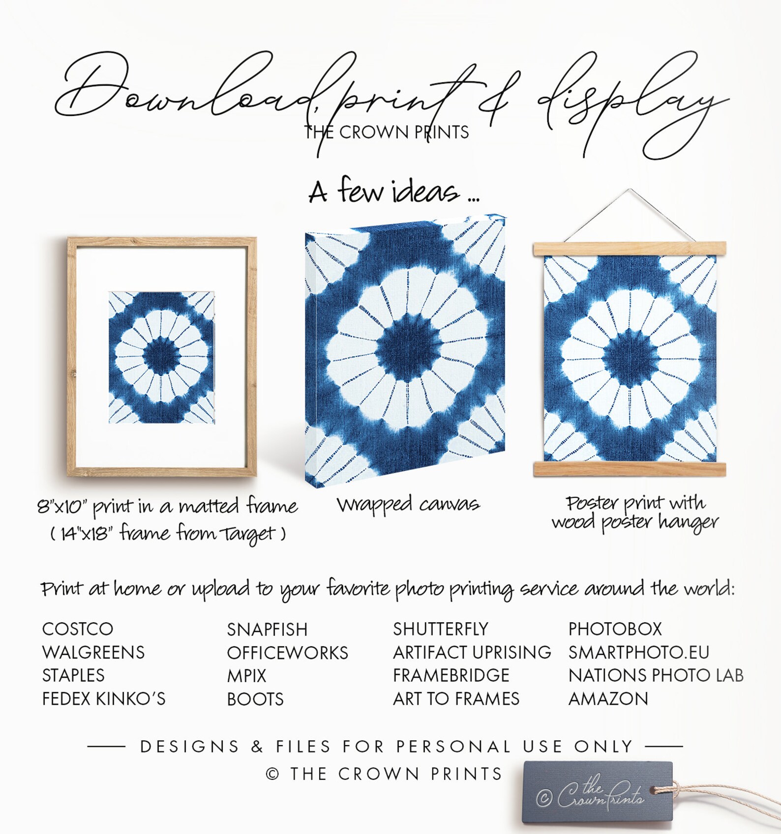 Shibori Wall Art No. 1 DIGITAL DOWNLOAD Blue Painting Etsy