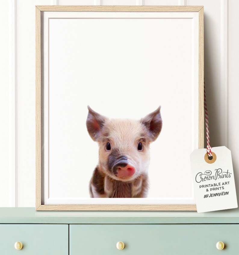 Baby pig print The Crown Prints Woodland animal nursery | Etsy