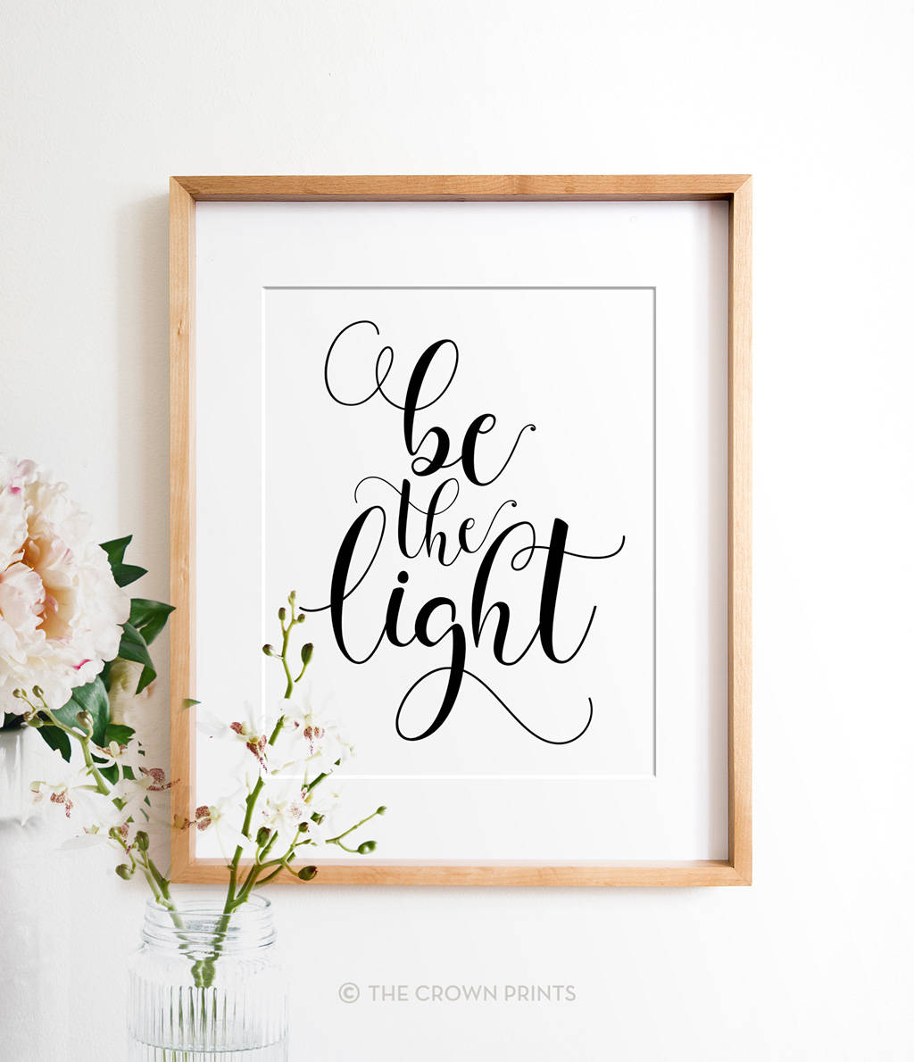Be the Light PRINTABLE Art Motivational Wall Decor | Etsy
