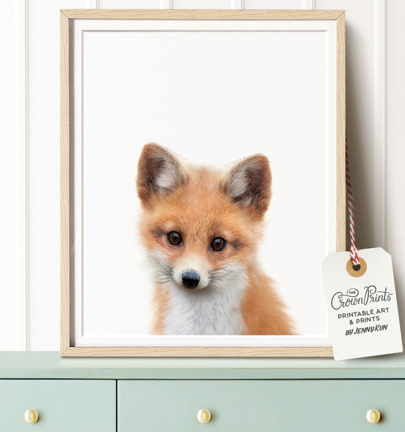 Fox print Fox wall art Nursery decor The Crown Prints Etsy