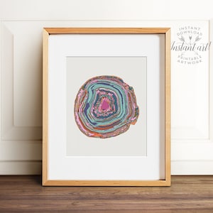 Geode wall art, PRINTABLE art, Abstract art print, Colorful wall art, Agate print, The Crown Prints, Modern minimalist art, Fine art poster