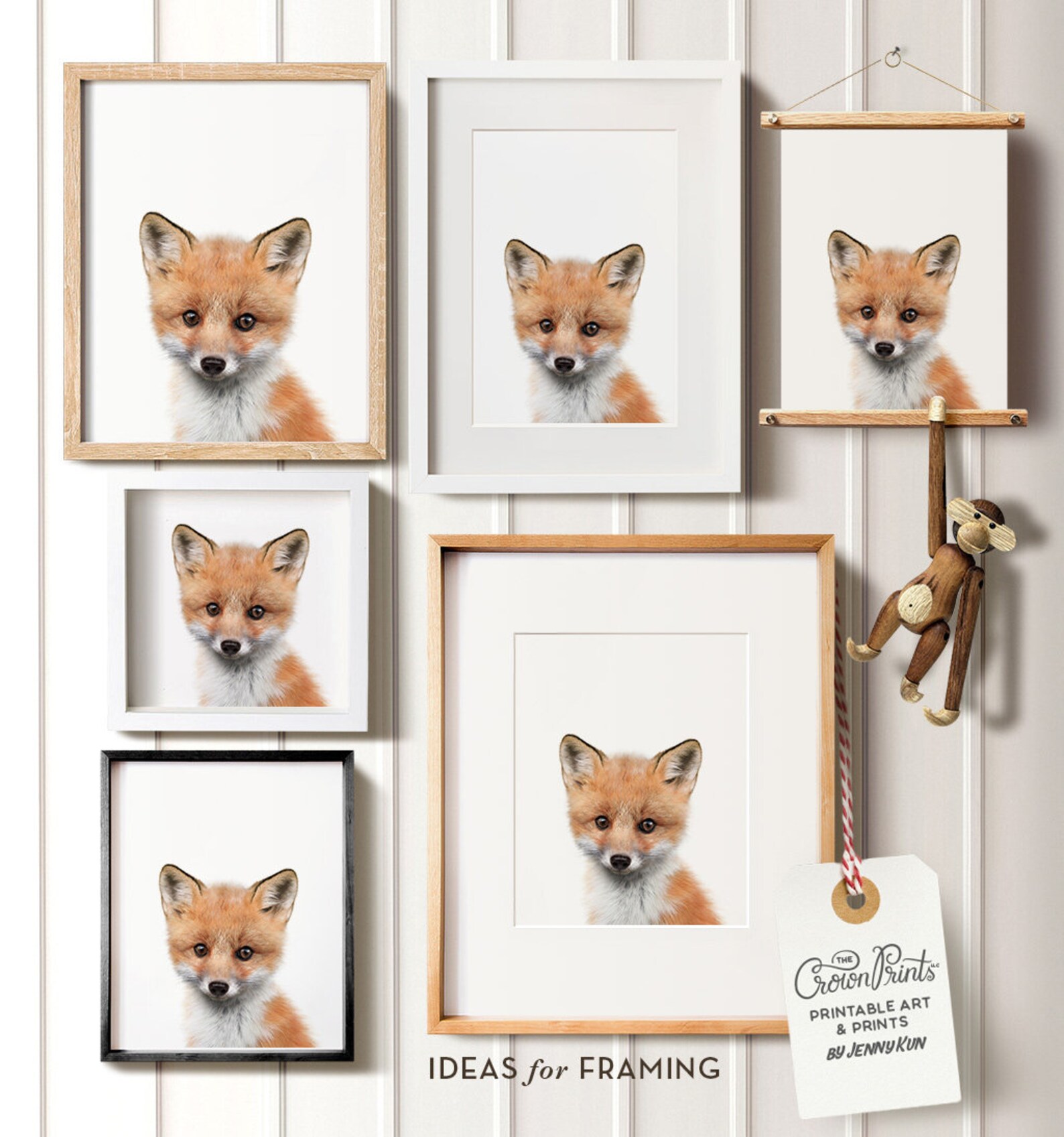 Fox print Fox wall art Nursery decor The Crown Prints Etsy
