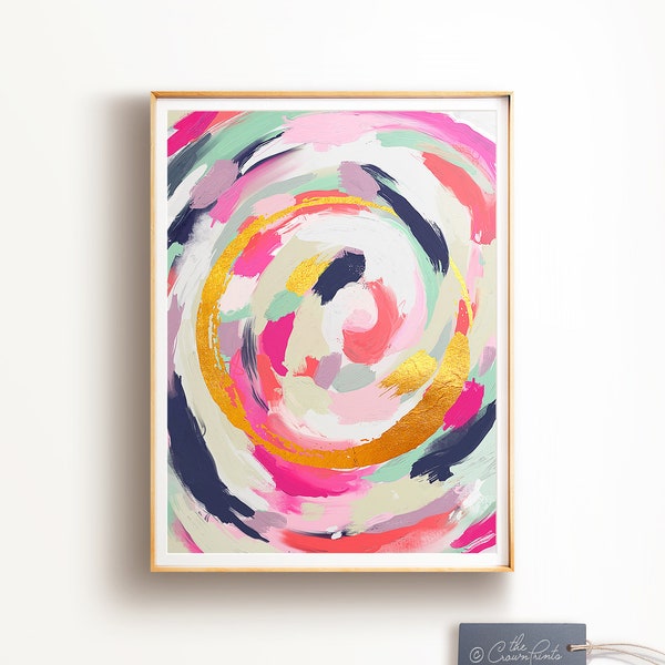 Abstract art PRINTABLE art, Wall art, Abstract painting, Modern art, Brushstroke art, Glam decor, Pink & gold art, Abstract print, Trendy