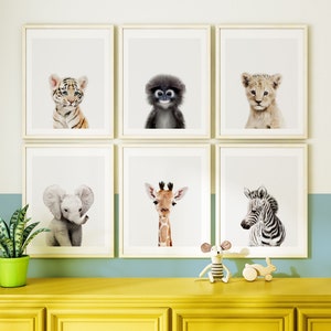 Safari nursery decor, PRINTABLE art, Safari animal prints, Nursery wall art Jungle animals, Elephant art, Baby room, Crown Prints TCP101_ image 2