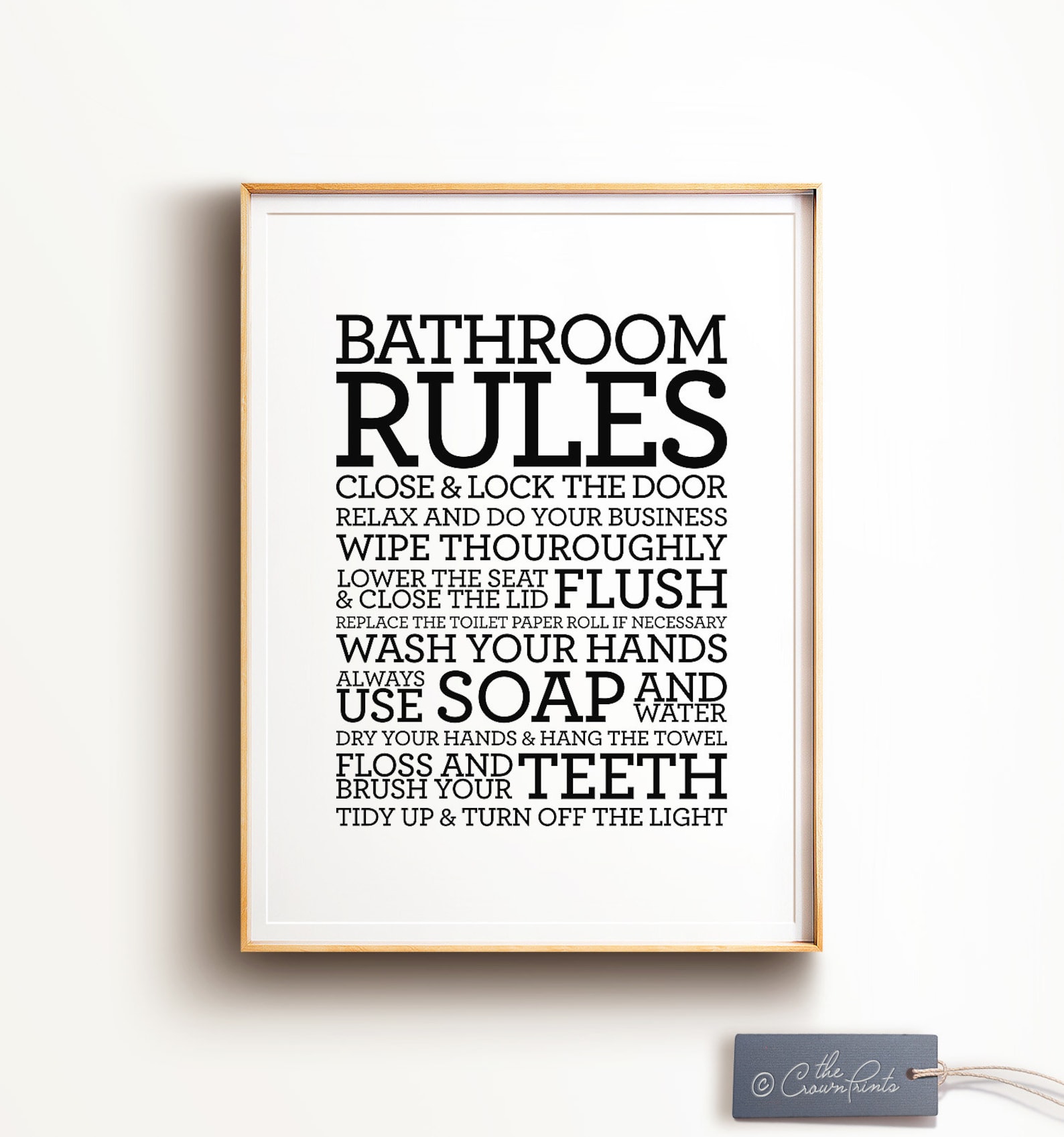 Bathroom rules sign PRINTABLE art Bathroom decor Bathroom Etsy