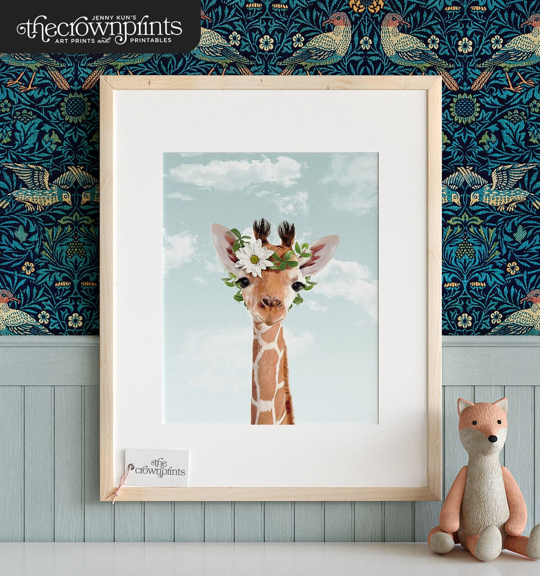 Animals With Flower Crowns, INSTANT DOWNLOAD, Giraffe Art Print, the