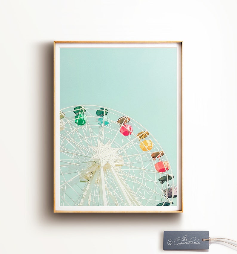 Ferris wheel PRINTABLE art, Nursery decor, Girls room wall art, Digital Download, Teen girl decor, Baby girl nursery, Pastel wall art, Boho image 6