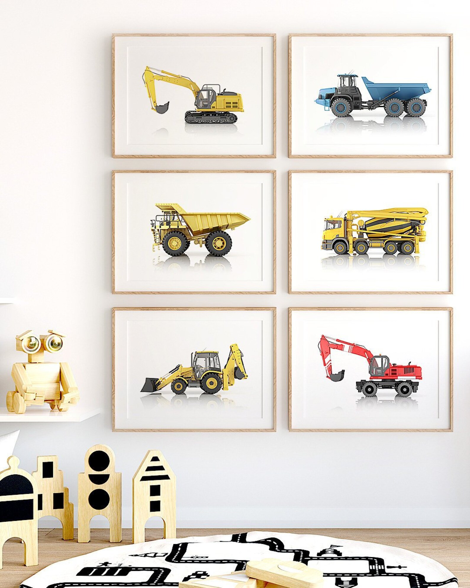 Construction Vehicle Wall Decor Set of 6 PRINTABLE Nursery Etsy