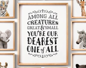 Nursery print, All creatures great and small, INSTANT DOWNLOAD, Nursery printables, Baby animals Crown Prints, Gender neutral nursery TCP70_