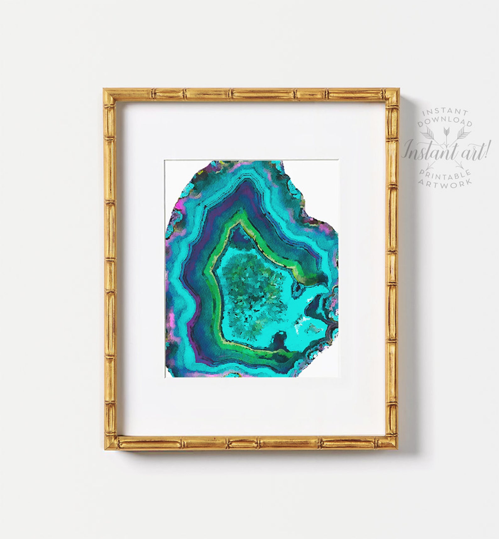 Watercolor Agate Print Teal Art PRINTABLE Art Agate Art - Etsy