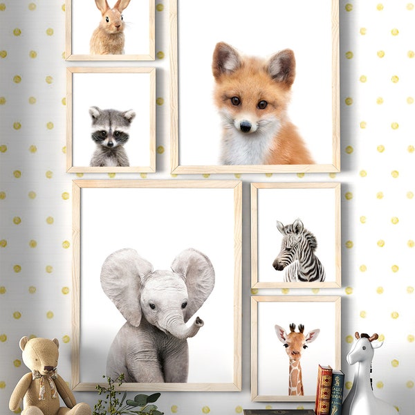 FICHIERS DE TÉLÉCHARGEMENT de bébés animaux pour un usage personnel - Mélangez et associez plus de 50 animaux, œuvres d'art originales - The Crown Prints, Nursery art, thème animal