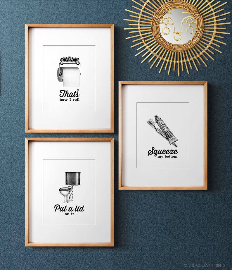 Funny Bathroom Art Set PRINTABLE Art Bathroom Wall Decor Etsy