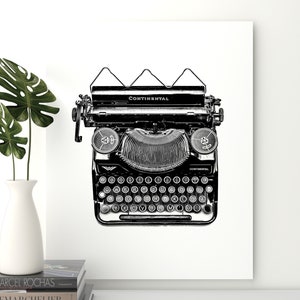 Black and white wall art, PRINTABLE art, Typewriter print, Antique photo, Retro typewriter photo, Minimalist art, Industrial office decor