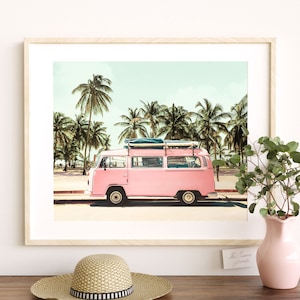 Boho decor, Bus art, PRINTABLE wall Art, Horizontal wall art, Beach print, California wall art, Palm trees, Beach poster, Teen girl, Boho