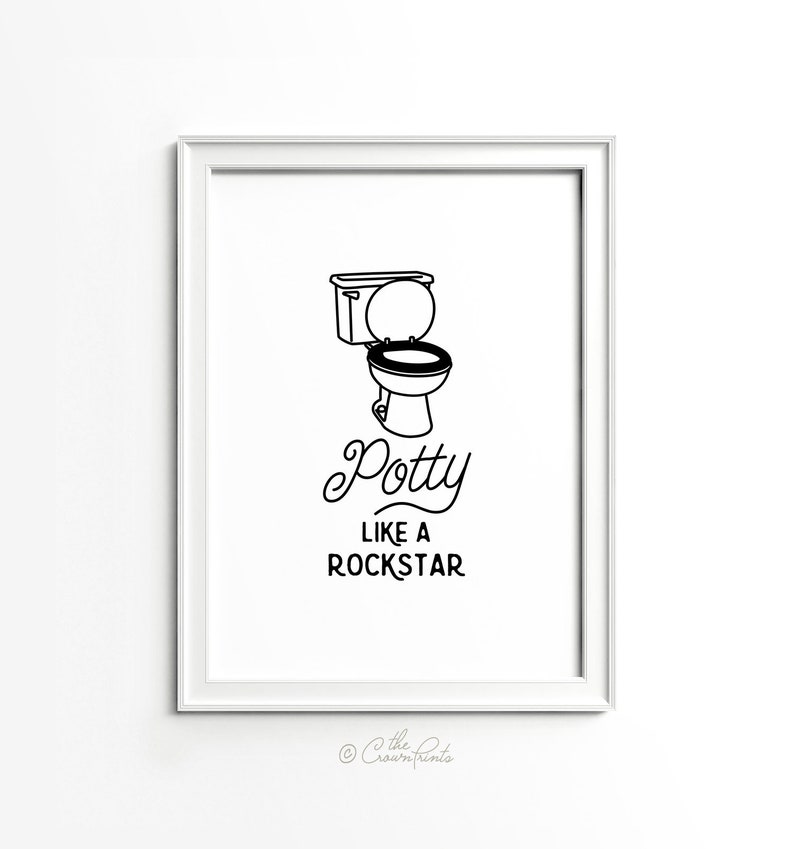 Potty like a rockstar, Funny bathroom art, PRINTABLE art, Bathroom decor, Funny wall art, Funny bathroom signs, Kids bathroom decor, Art image 4