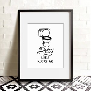 Potty like a rockstar, Funny bathroom art, PRINTABLE art, Bathroom decor, Funny wall art, Funny bathroom signs, Kids bathroom decor, Art imagem 9